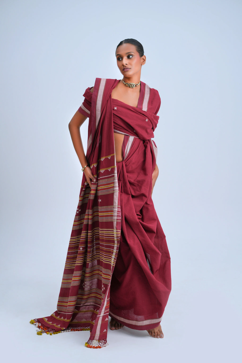 Wine Earth Symphony Bhujodi Saree