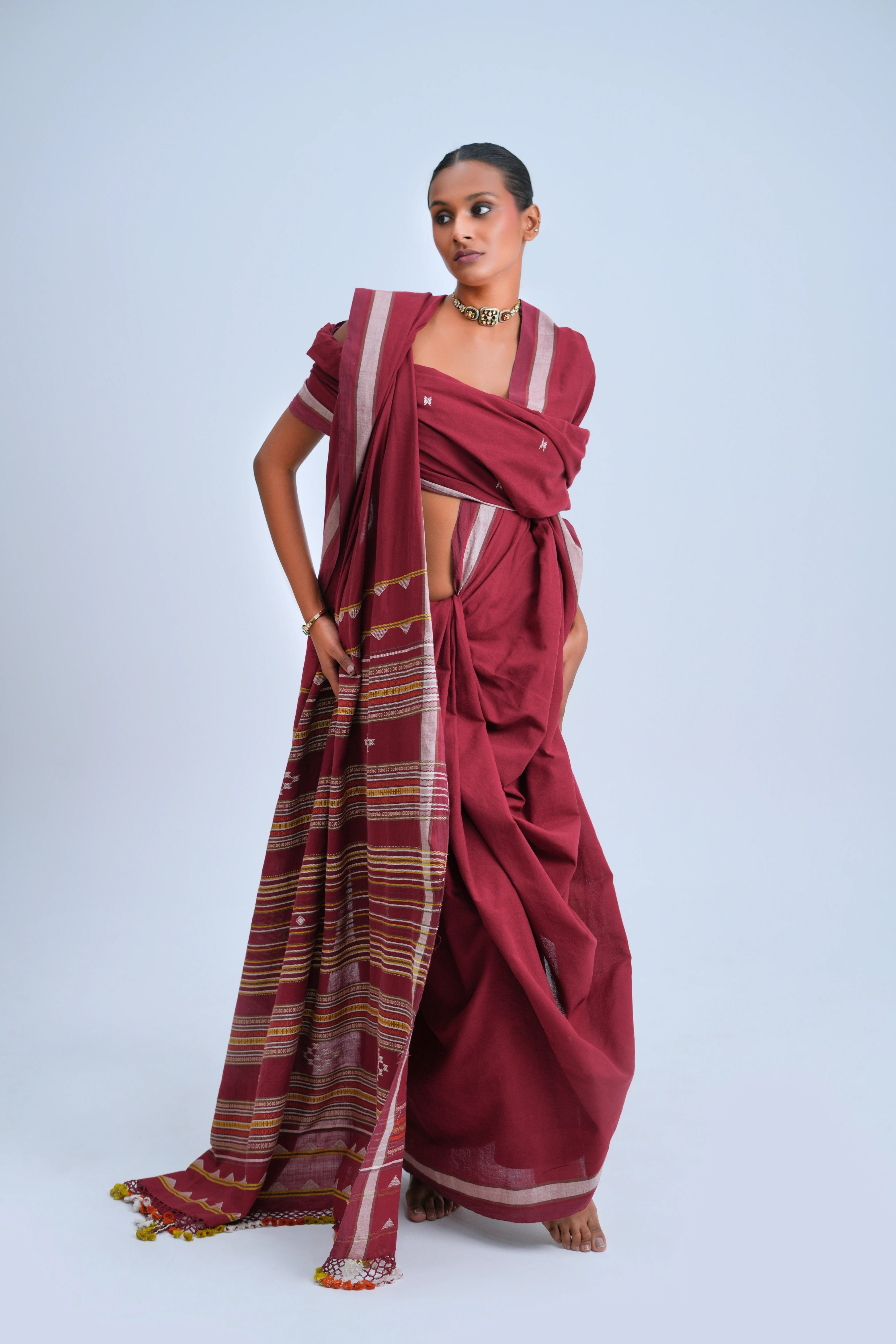 Wine Earth Symphony Bhujodi Saree