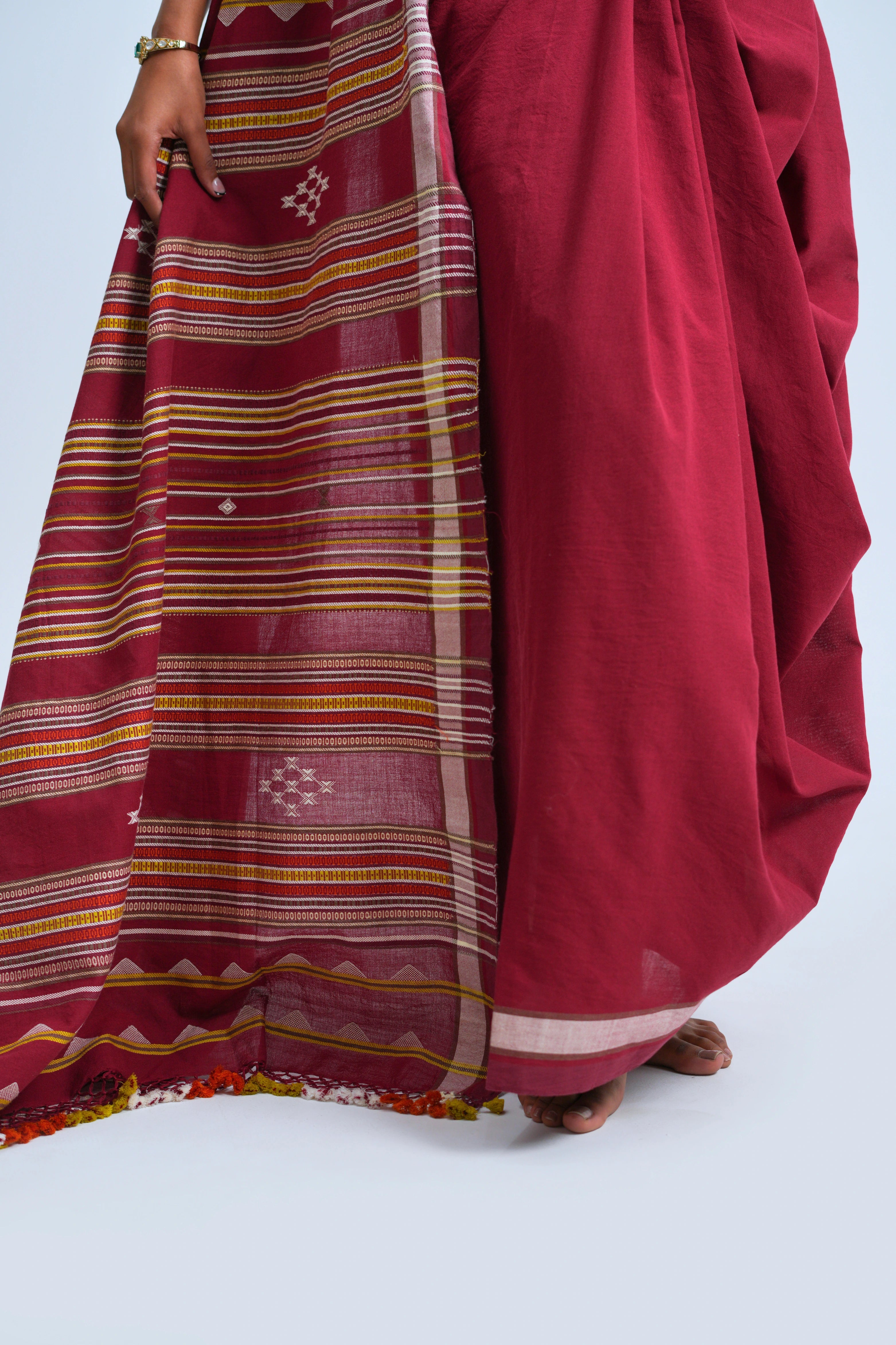 Wine Earth Symphony Bhujodi Saree