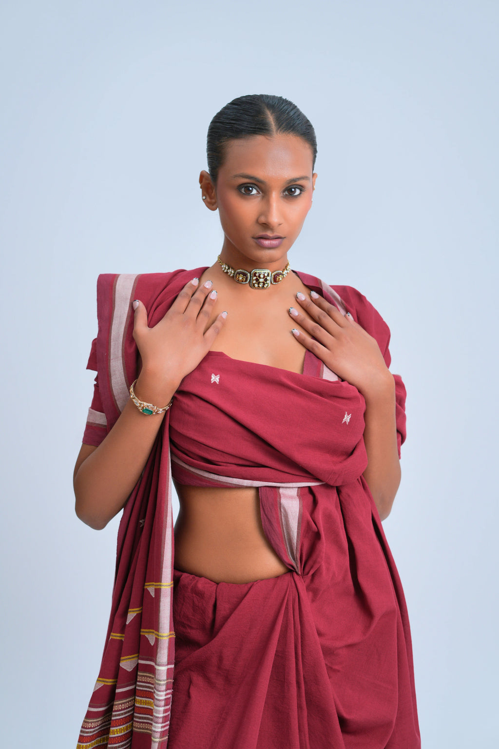 Wine Earth Symphony Bhujodi Saree