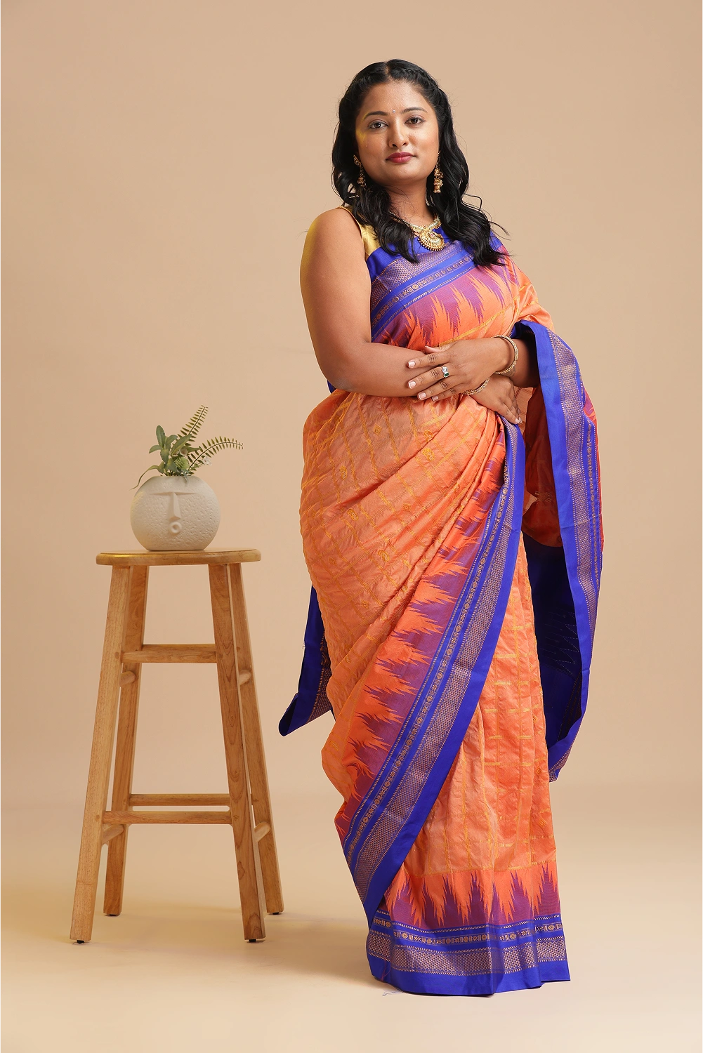 Coral Majesty- Ilkal Saree