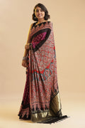 Timeless in Pink – Ajrakh × Bandhani in Modal Silk Saree with rich Lagditpatta Pallu
