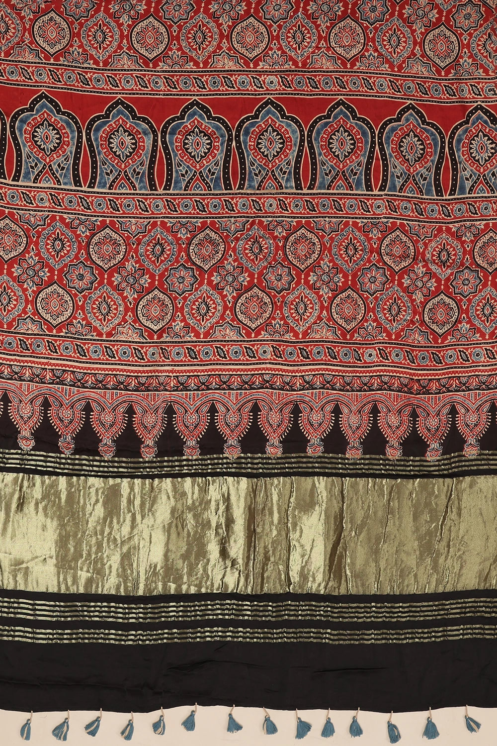 Timeless in Pink – Ajrakh × Bandhani in Modal Silk Saree with rich Lagditpatta Pallu