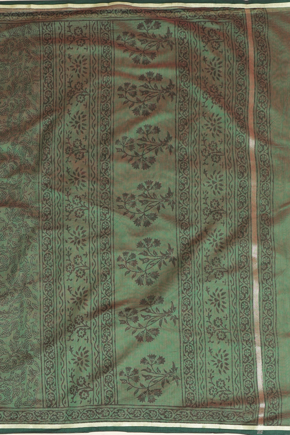 Green Elegance - Chanderi Cotton Silk Saree
