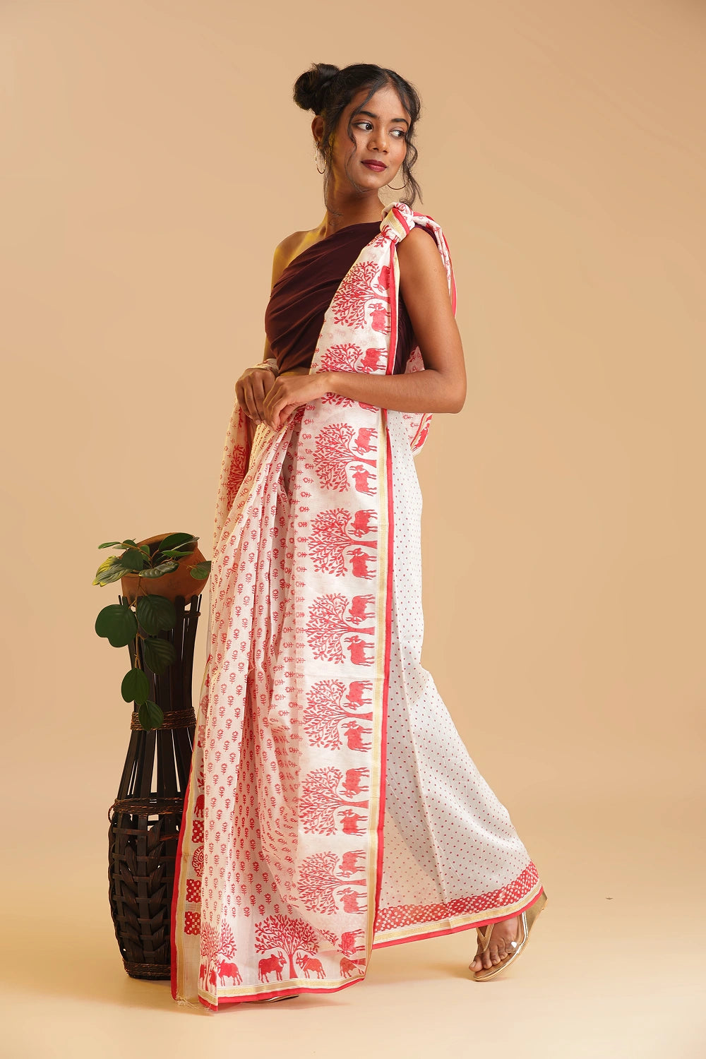 Ivory Grove - Chanderi Cotton Silk Saree