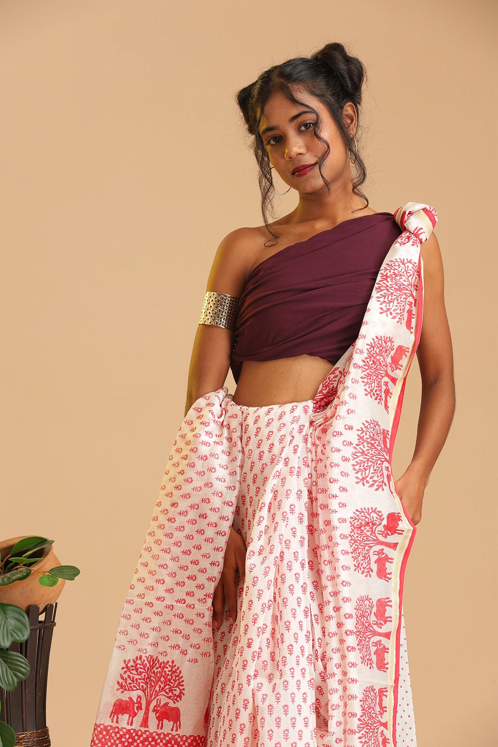 Ivory Grove - Chanderi Cotton Silk Saree