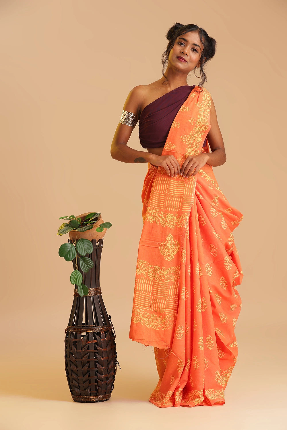 Sunset Bloom - Chanderi Cotton Saree