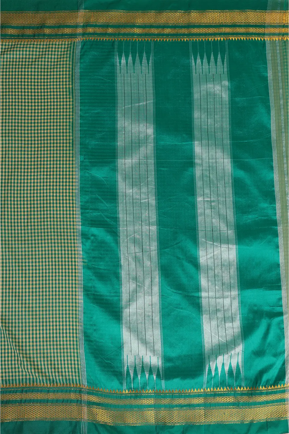 Teal Checkered- Ilkal Saree
