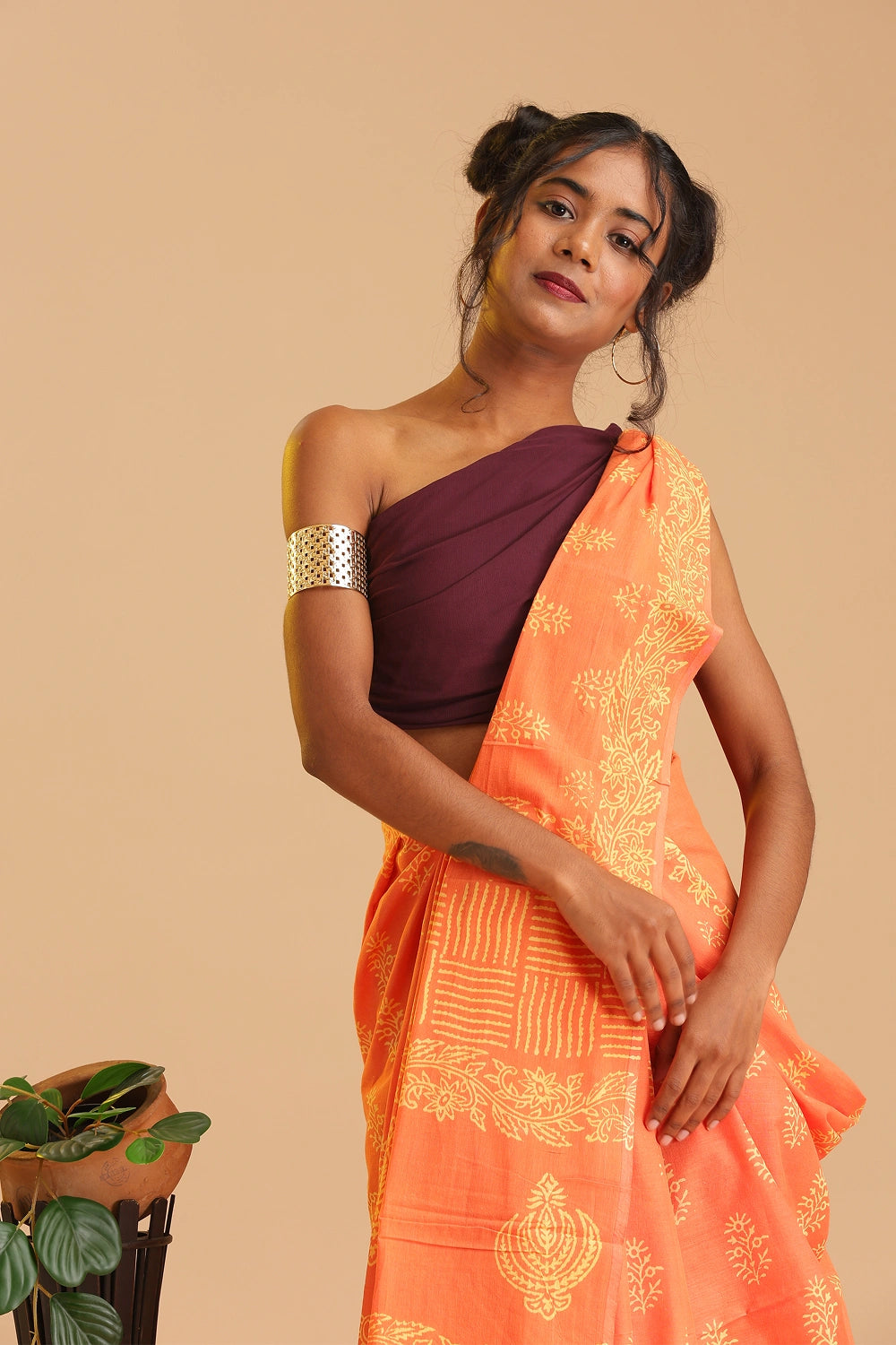 Sunset Bloom - Chanderi Cotton Saree