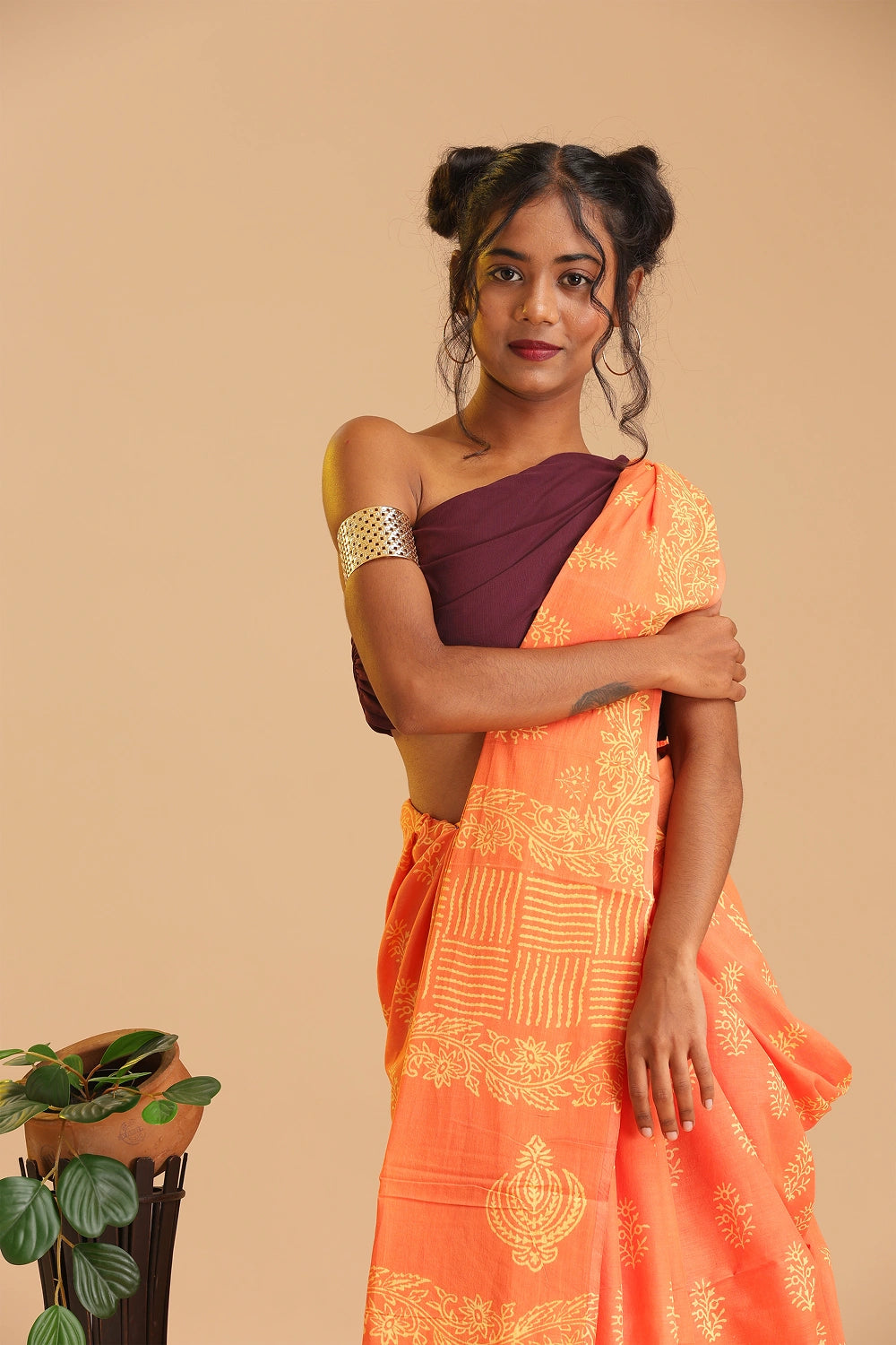 Sunset Bloom - Chanderi Cotton Saree