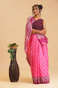Rosewood Charm - Chanderi Cotton Saree