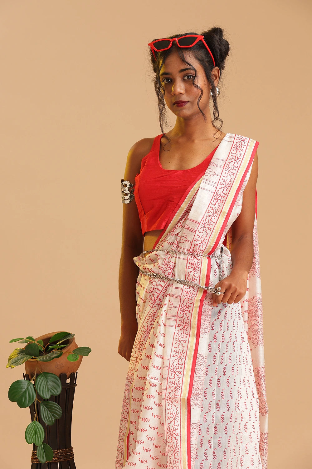 Sindoori Whisper - Chanderi Cotton Silk Saree
