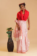 Ivory Blossom - Chanderi Cotton Silk Saree