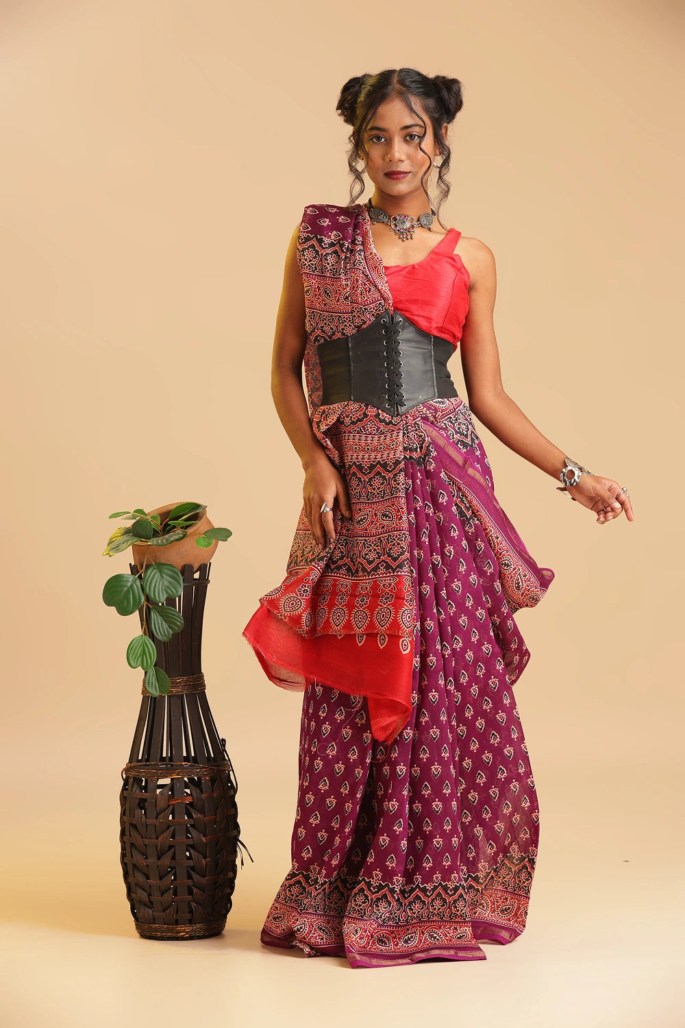 Red Tale - Chanderi Cotton Silk Saree