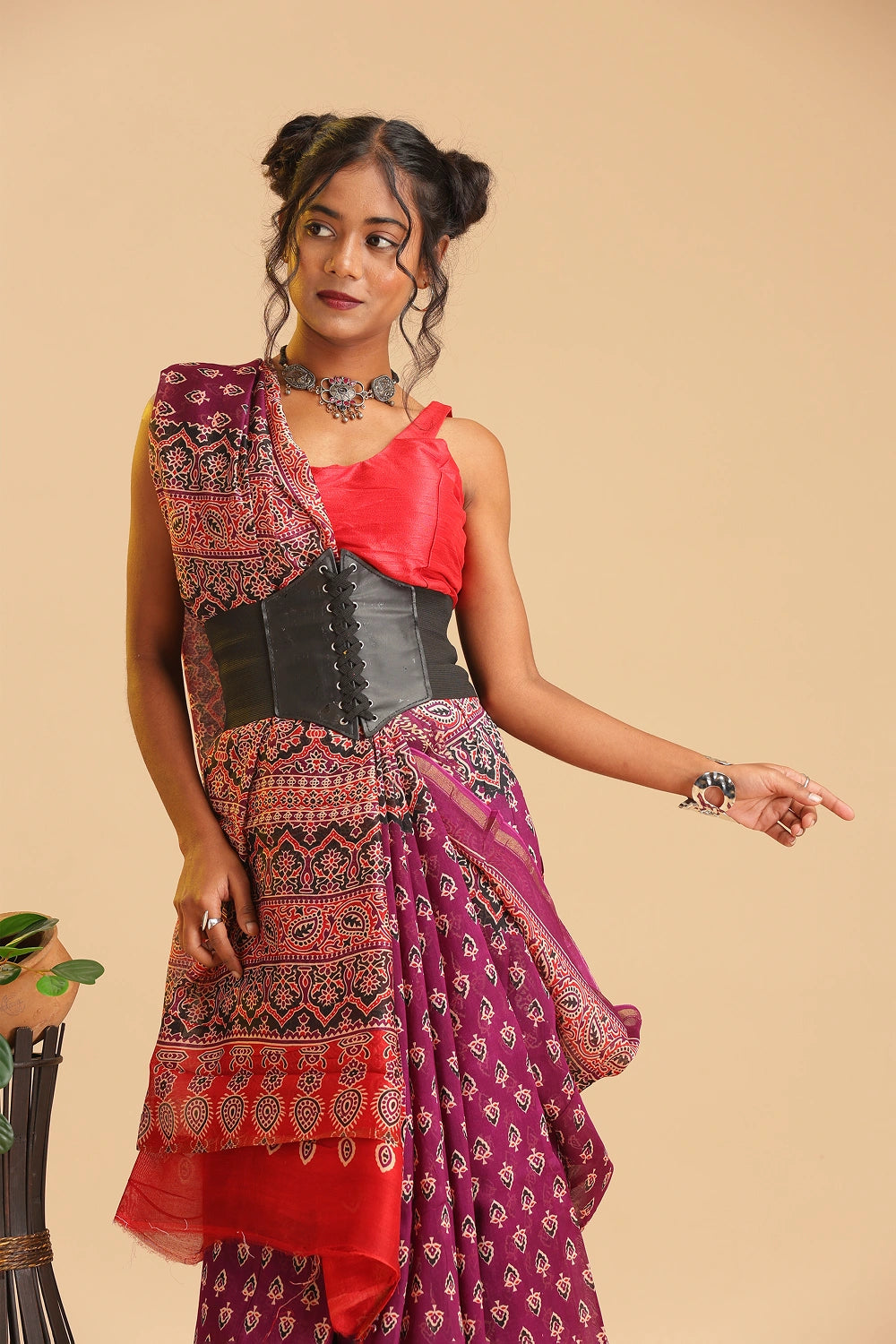 Red Tale - Chanderi Cotton Silk Saree