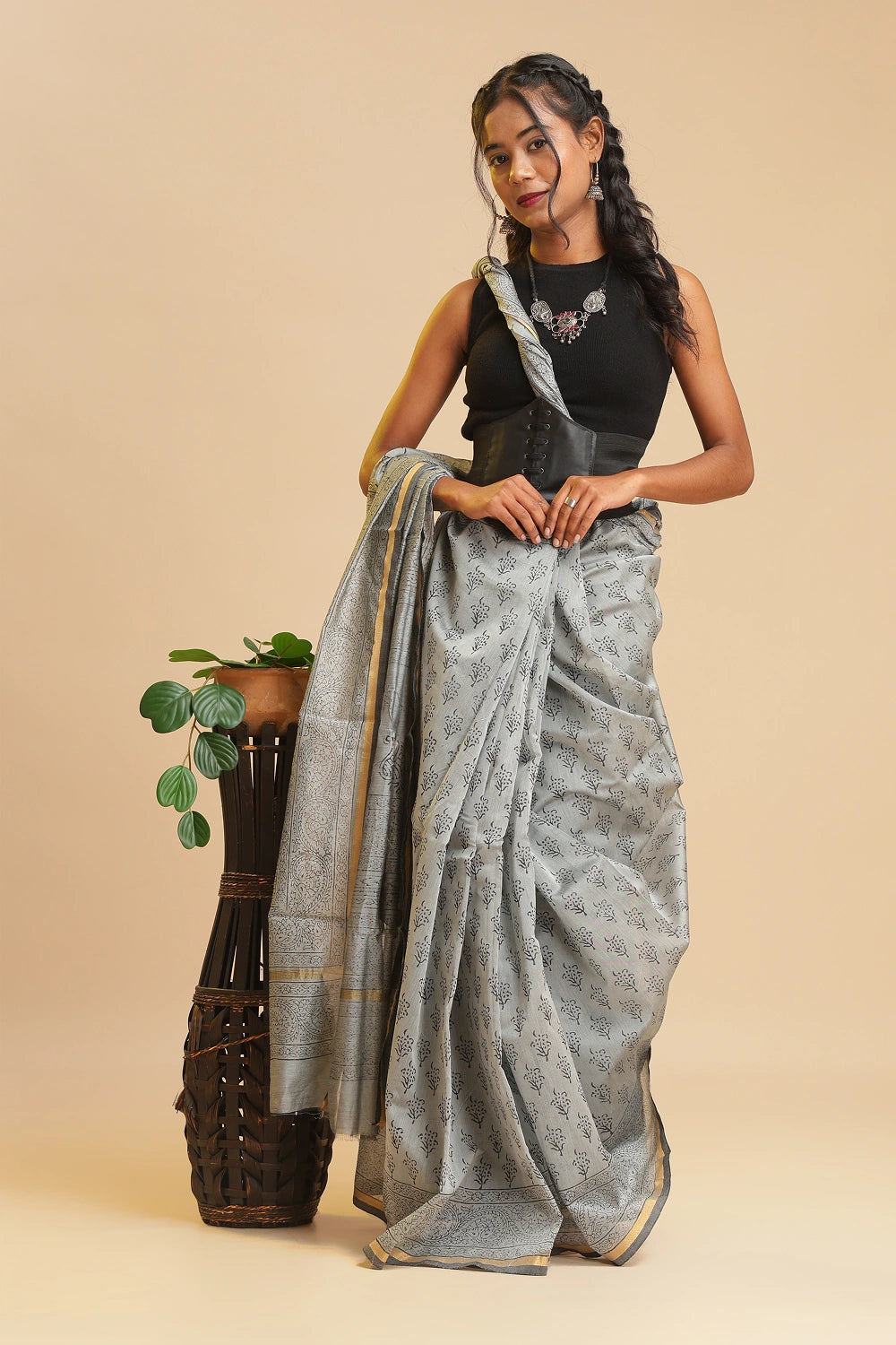 Calm Glance - Chanderi Cotton Silk Saree