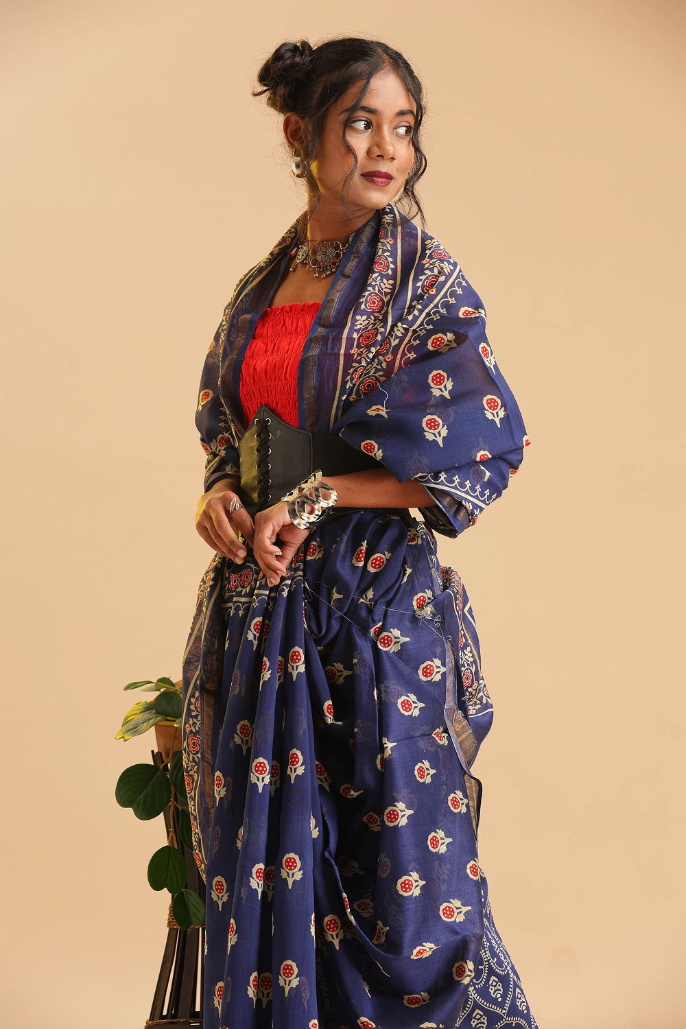 Indigo Heritage - Chanderi Cotton Silk Saree