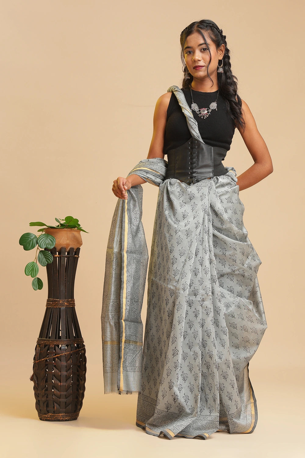 Calm Glance - Chanderi Cotton Silk Saree