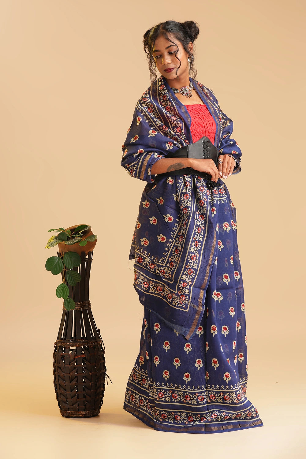 Indigo Heritage - Chanderi Cotton Silk Saree