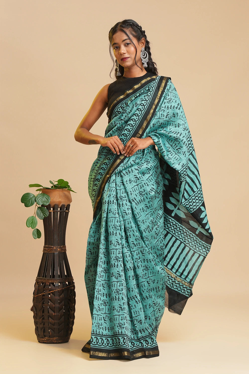 Gracy Green - Chanderi Cotton Silk Saree