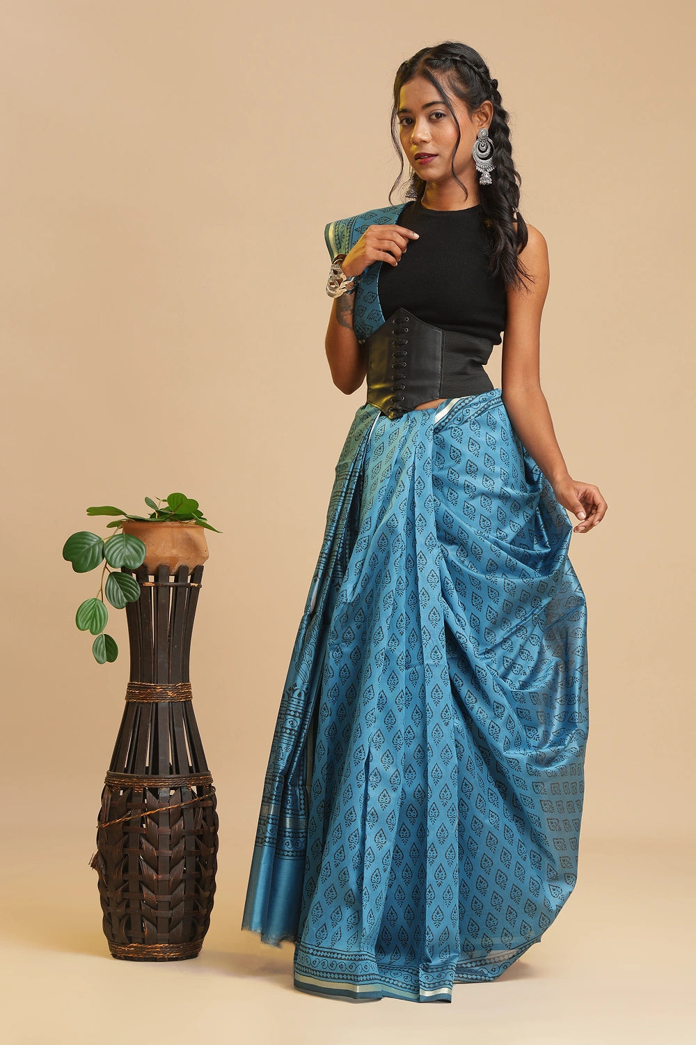 Shiny Pearl - Chanderi Cotton Silk Saree