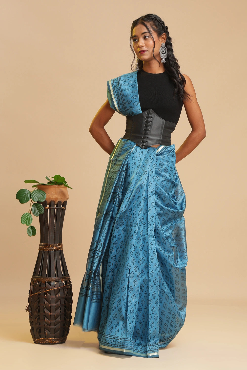 Shiny Pearl - Chanderi Cotton Silk Saree