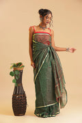 Green Elegance - Chanderi Cotton Silk Saree