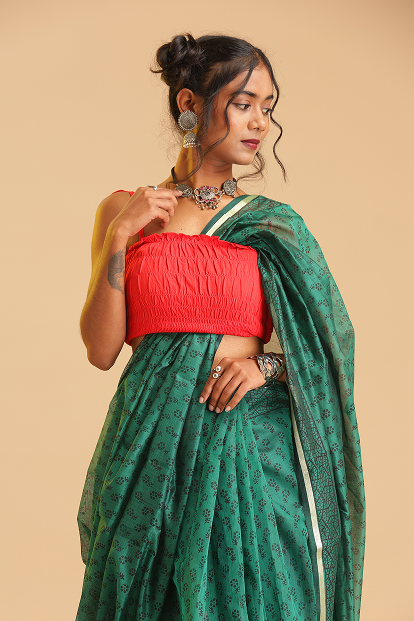 Regal Green - Chanderi Cotton Silk Saree