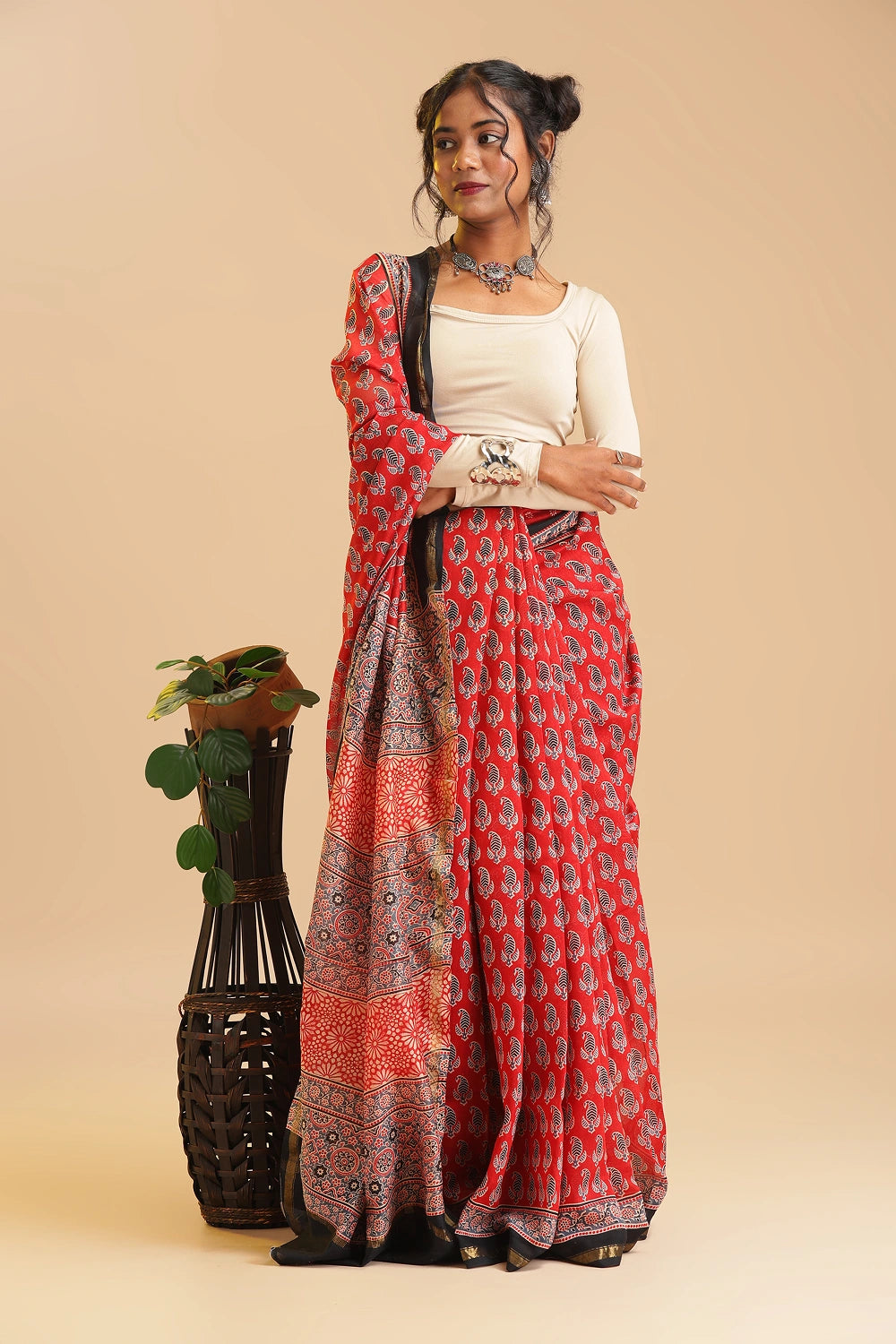 Lustrous Night - Chanderi Cotton Silk Saree
