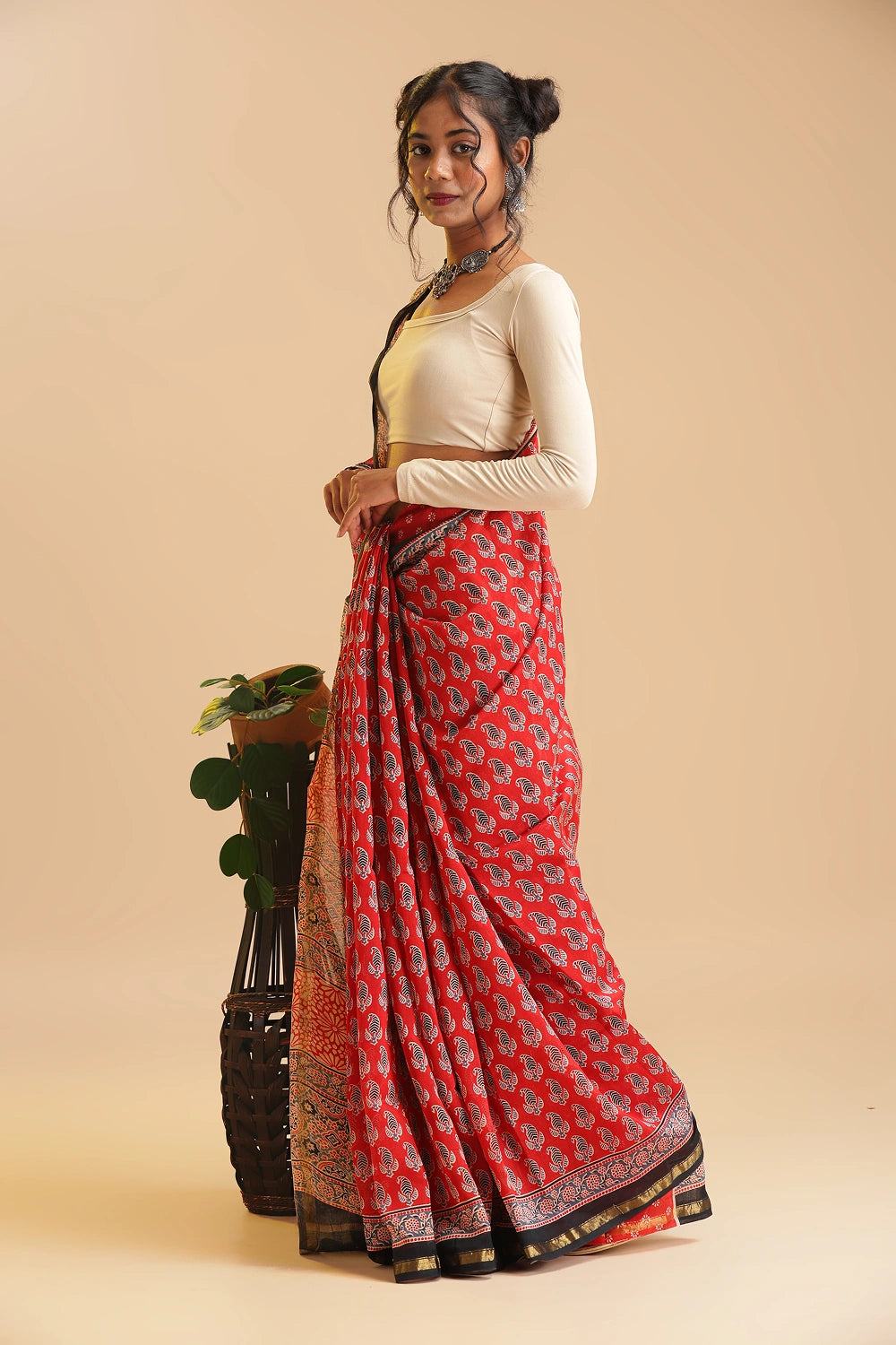 Lustrous Night - Chanderi Cotton Silk Saree