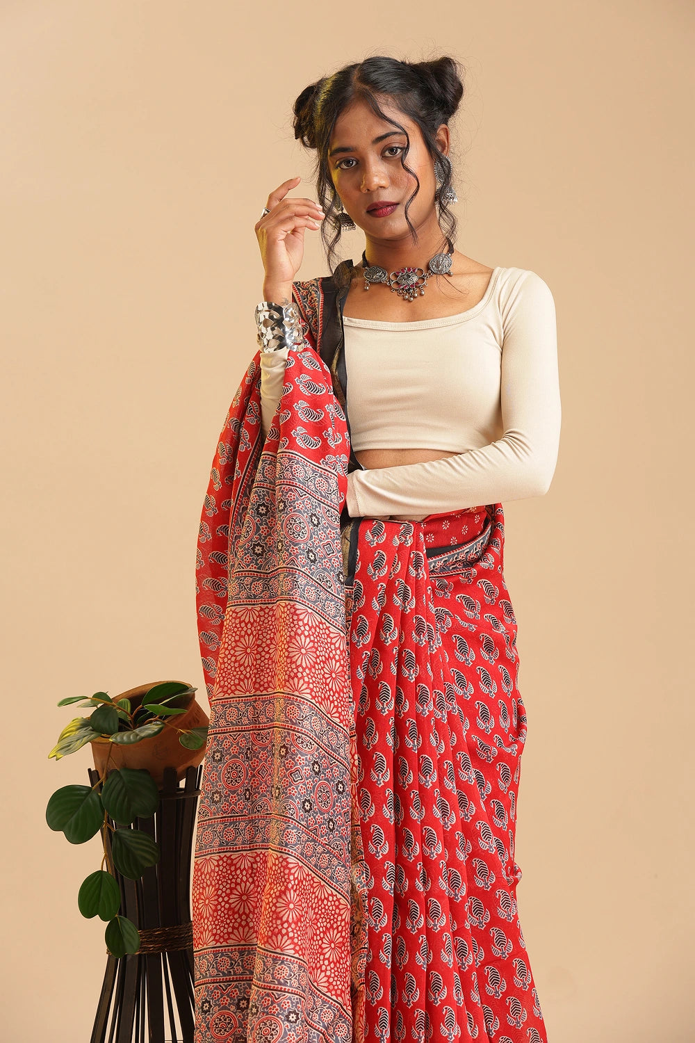 Lustrous Night - Chanderi Cotton Silk Saree