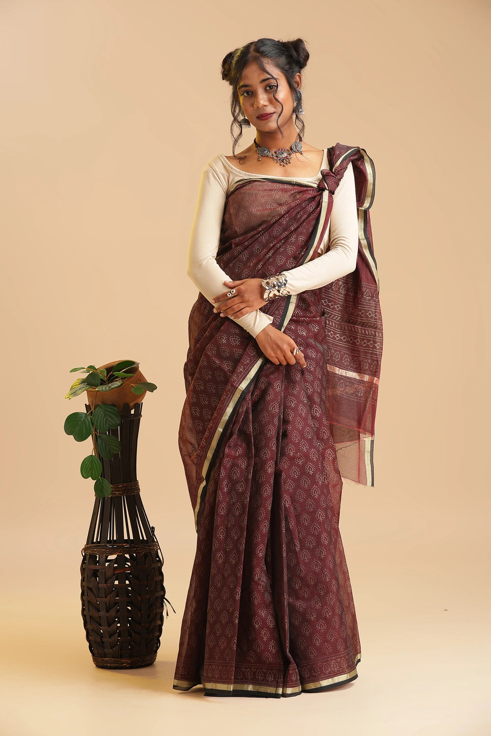 Mysterious Night - Chanderi Cotton Silk Saree