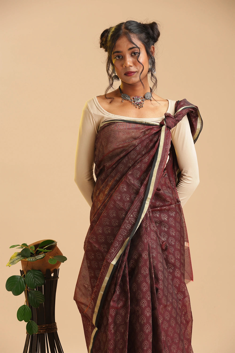 Mysterious Night - Chanderi Cotton Silk Saree