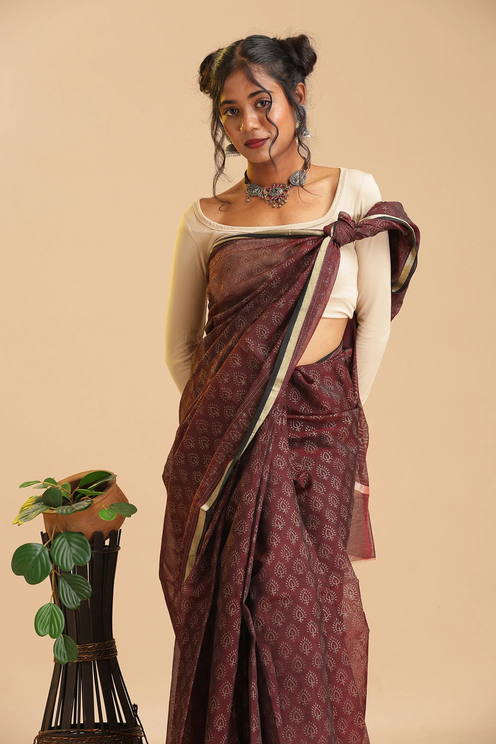 Mysterious Night - Chanderi Cotton Silk Saree