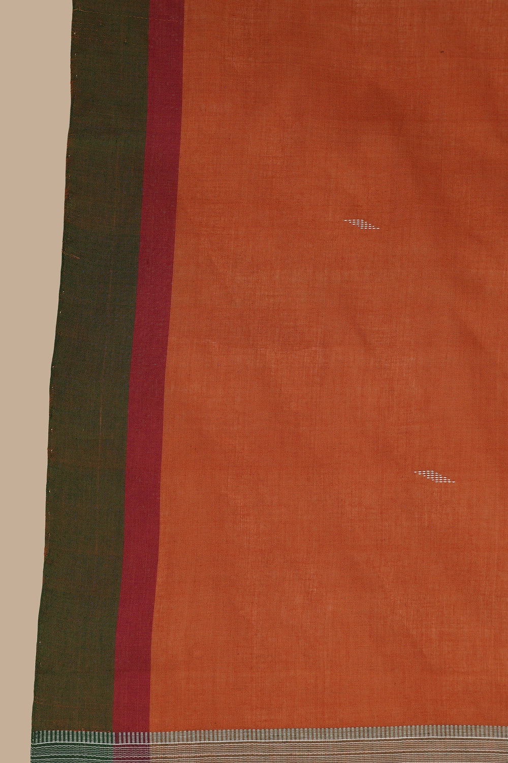 Udupi Cotton Saree | Burnt Ember – Buti Weave | Handwoven