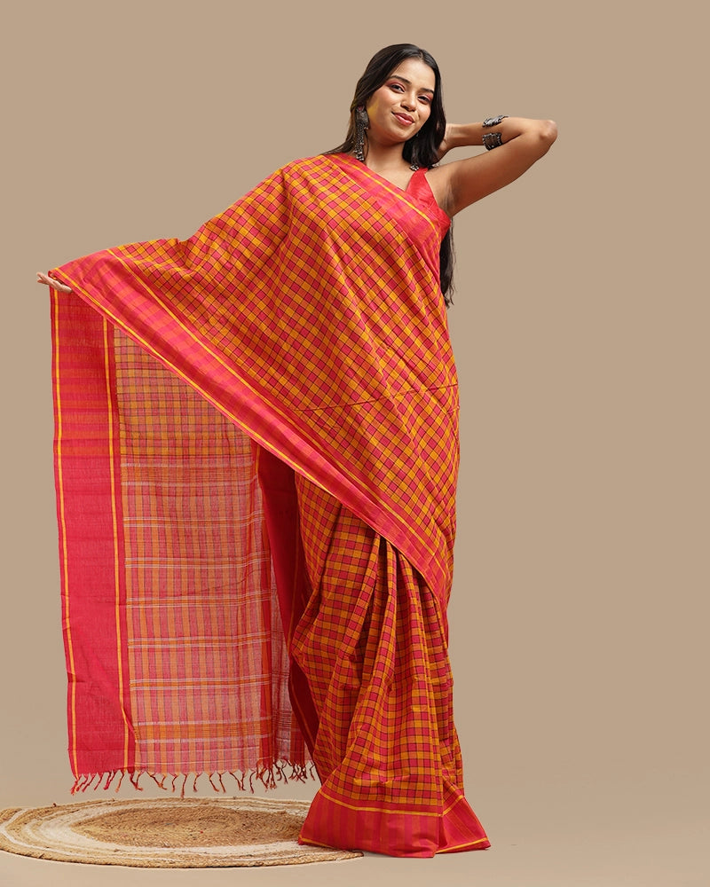 Sunshine Mustard Udupi Saree | GI-Tagged Handloom Cotton — Seere