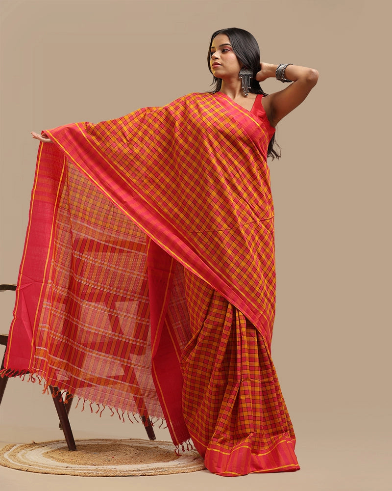Sunshine Mustard Udupi Saree | GI-Tagged Handloom Cotton — Seere