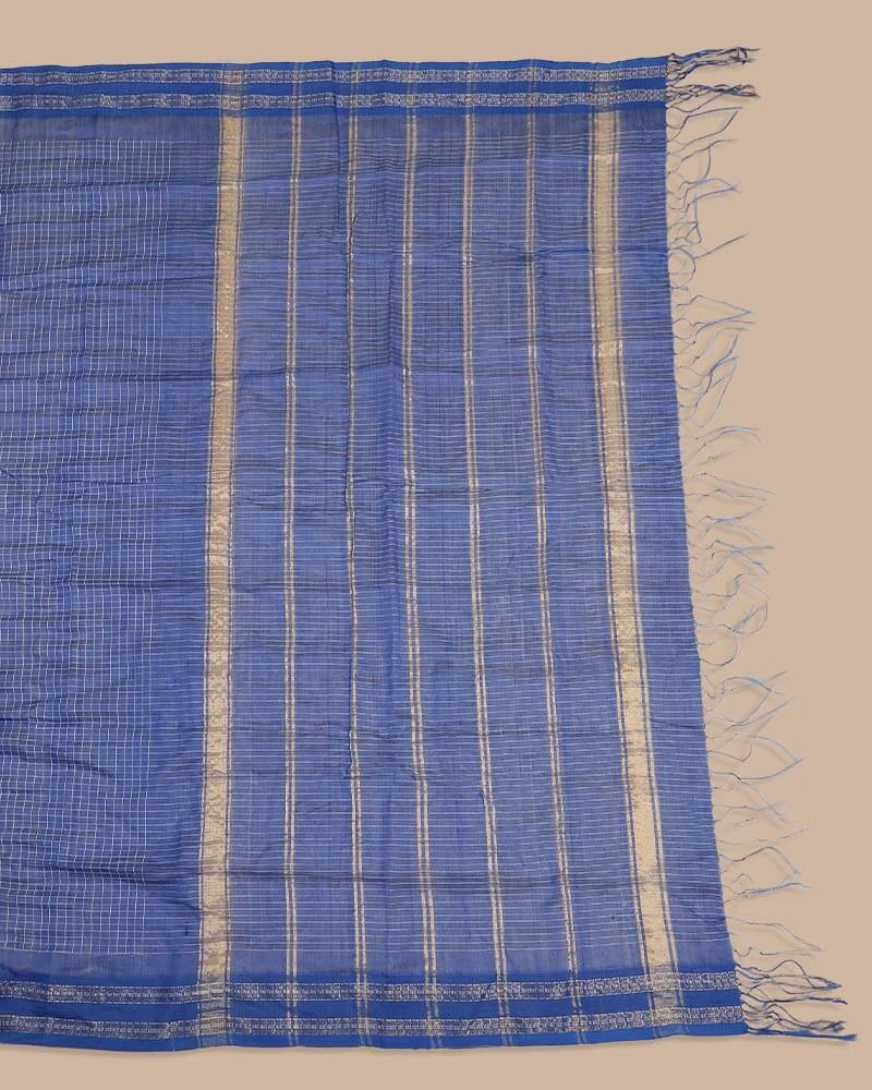 Royal Blue Kunbi Saree | Authentic Goan Handloom — Seere