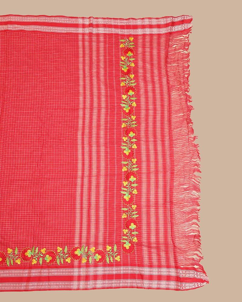 Crimson Bloom Kunbi Saree | Authentic Goan Handloom - Seere