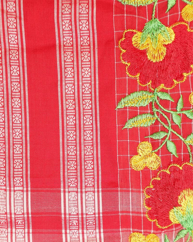 Crimson Bloom Kunbi Saree | Authentic Goan Handloom - Seere