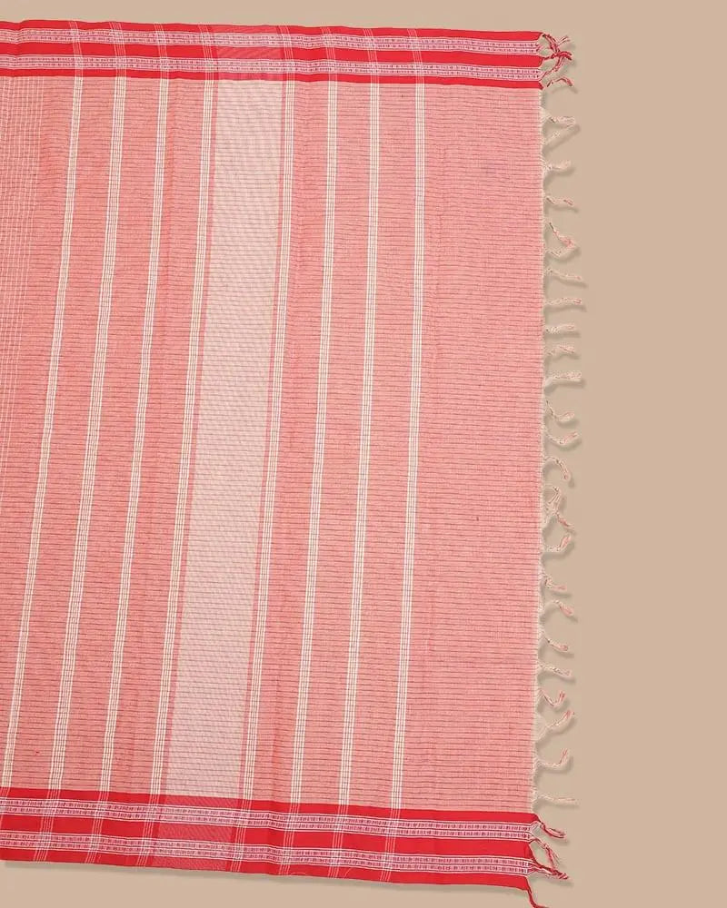 Coral Pink Kunbi Saree | Authentic Goan Handloom - Seere