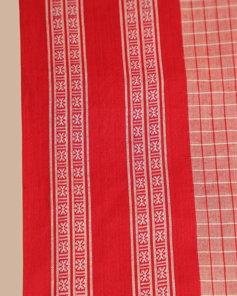Coral Pink Kunbi Saree | Authentic Goan Handloom - Seere