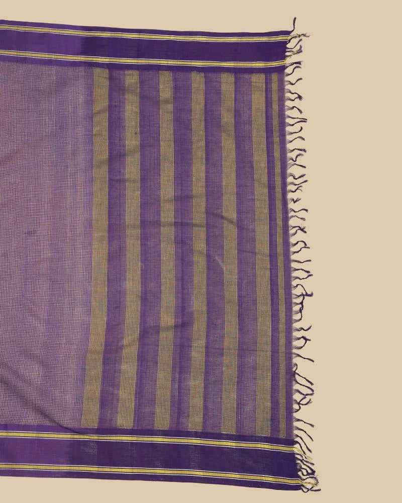 Royal Violet Udupi Cotton Saree | Handwoven