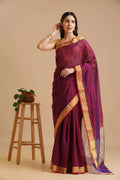 Golden Stripe Elegance – Chanderi Cotton Silk Saree