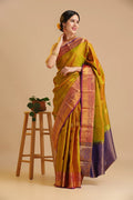 Yellow & Blue Aura Kodiyala Pure Silk Saree