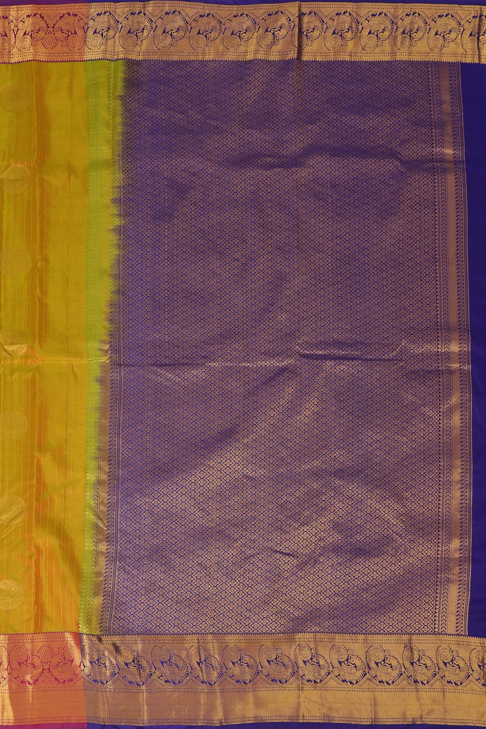 Yellow & Blue Aura Kodiyala Pure Silk Saree