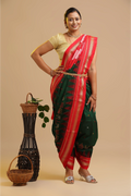 Green Ilkal Saree with Tope Teni Pallu & Kasuti Embroidery – in Cotton Silk