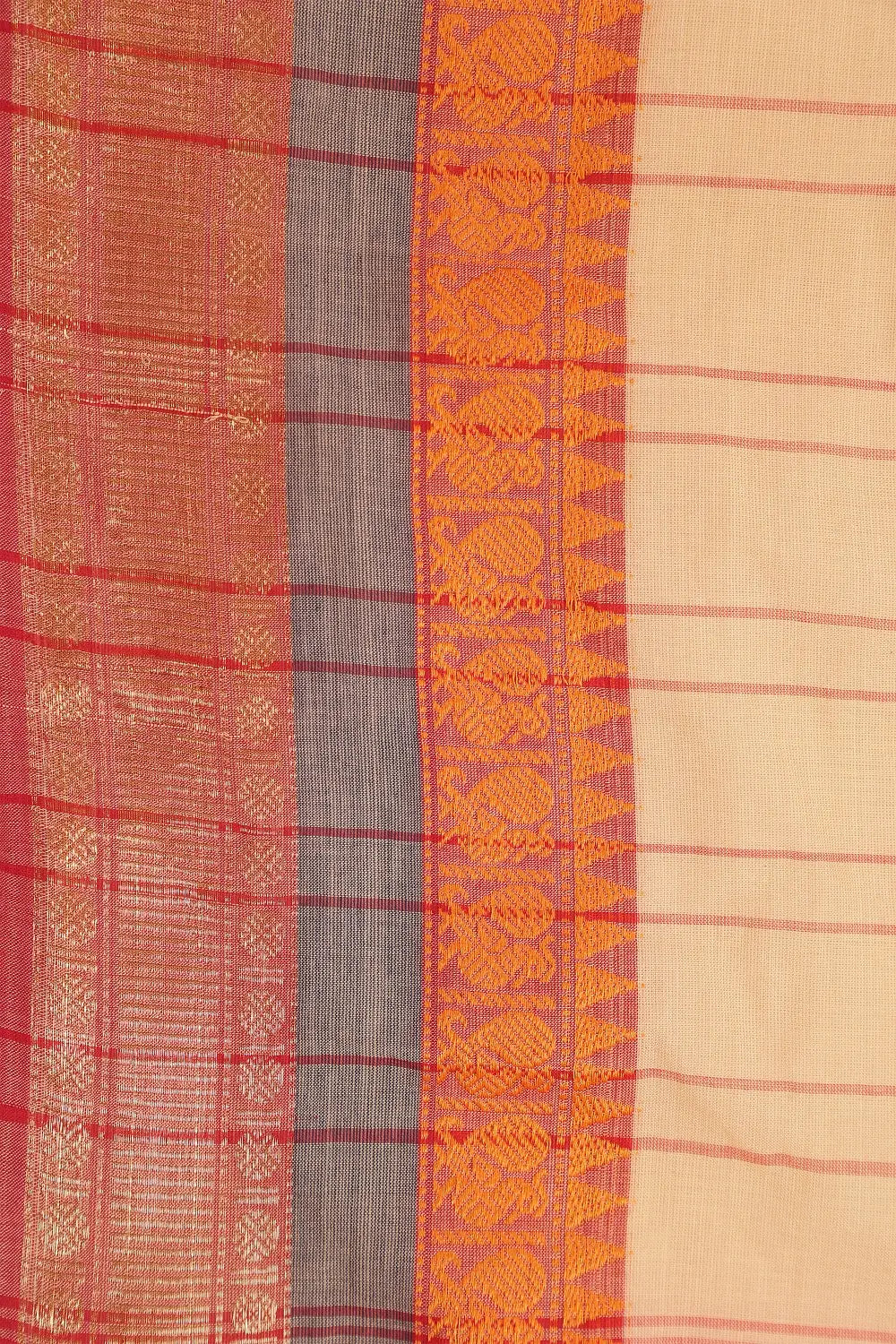 Cream Kanchi Cotton Saree