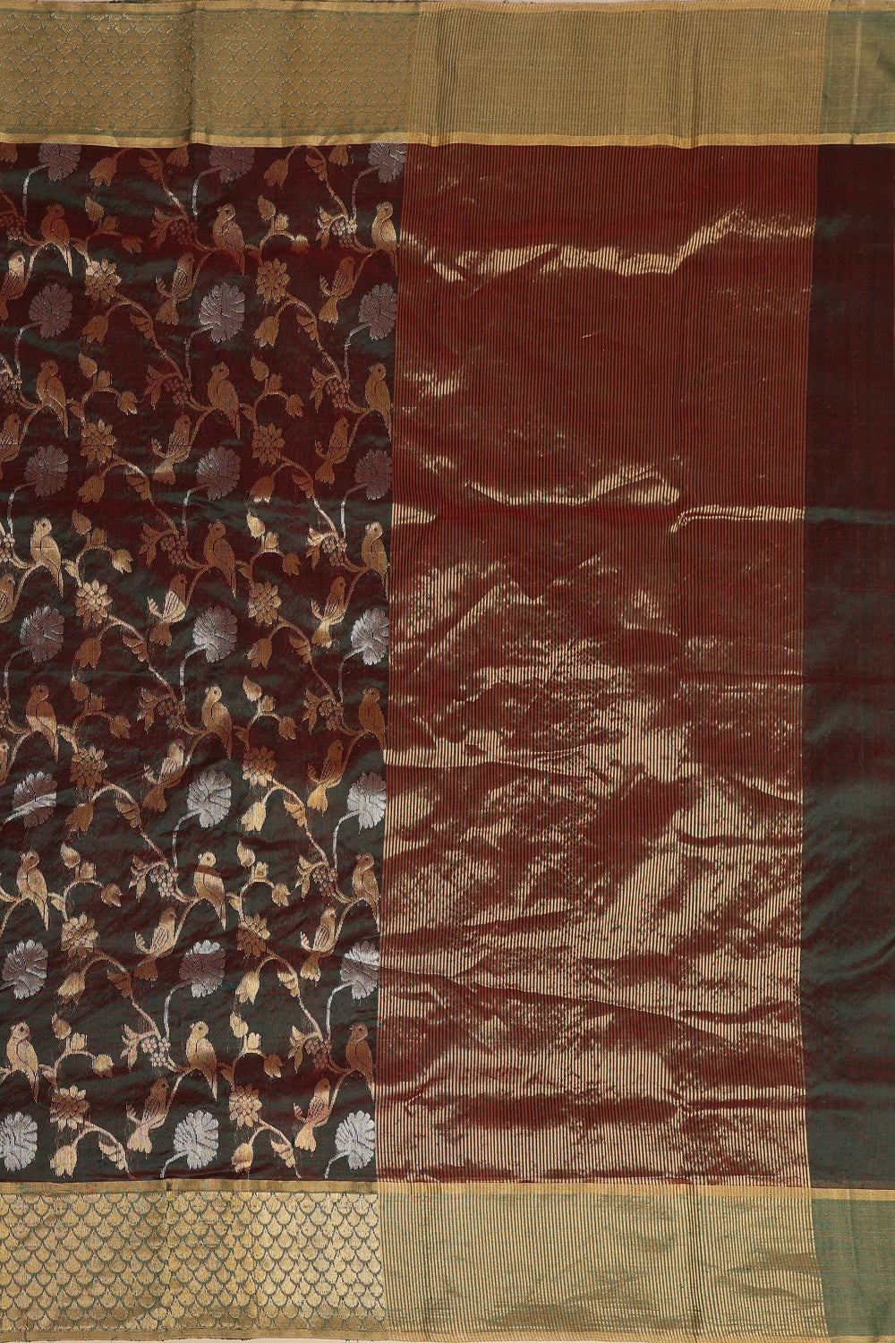 Bird Motif Elegance – Chanderi Pattu Silk Saree