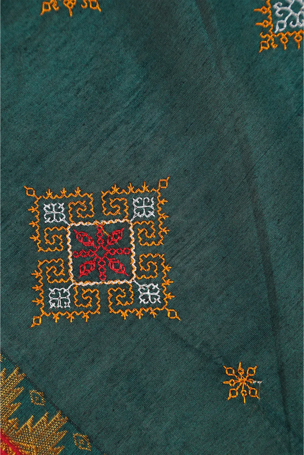 Teal Green Ilkal Saree with Tope Teni Pallu & Kasuti Embroidery – in Cotton Silk